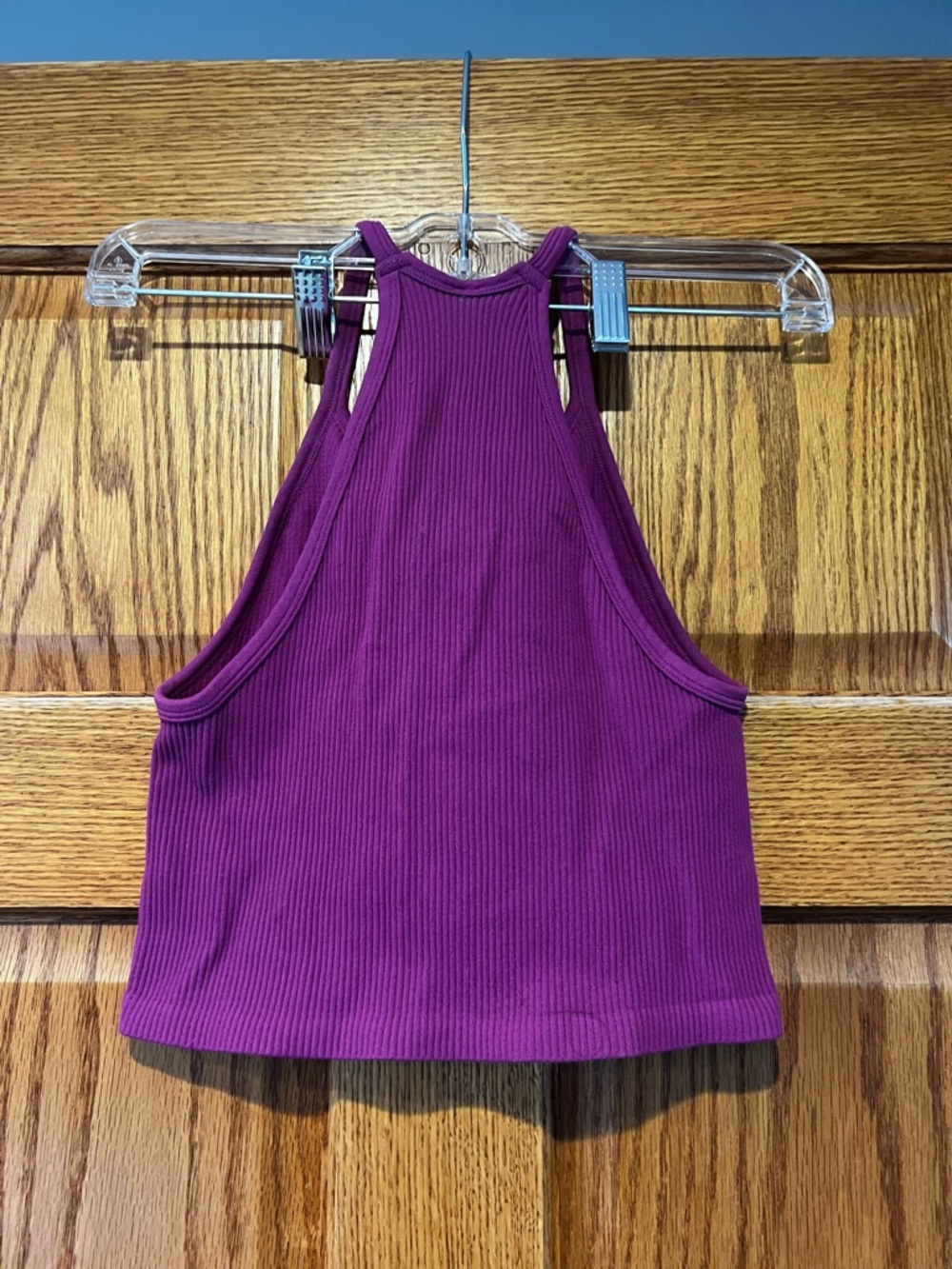 By Together Ribbed Racerback Crop Tank Top - Plum - Picture 2 of 3